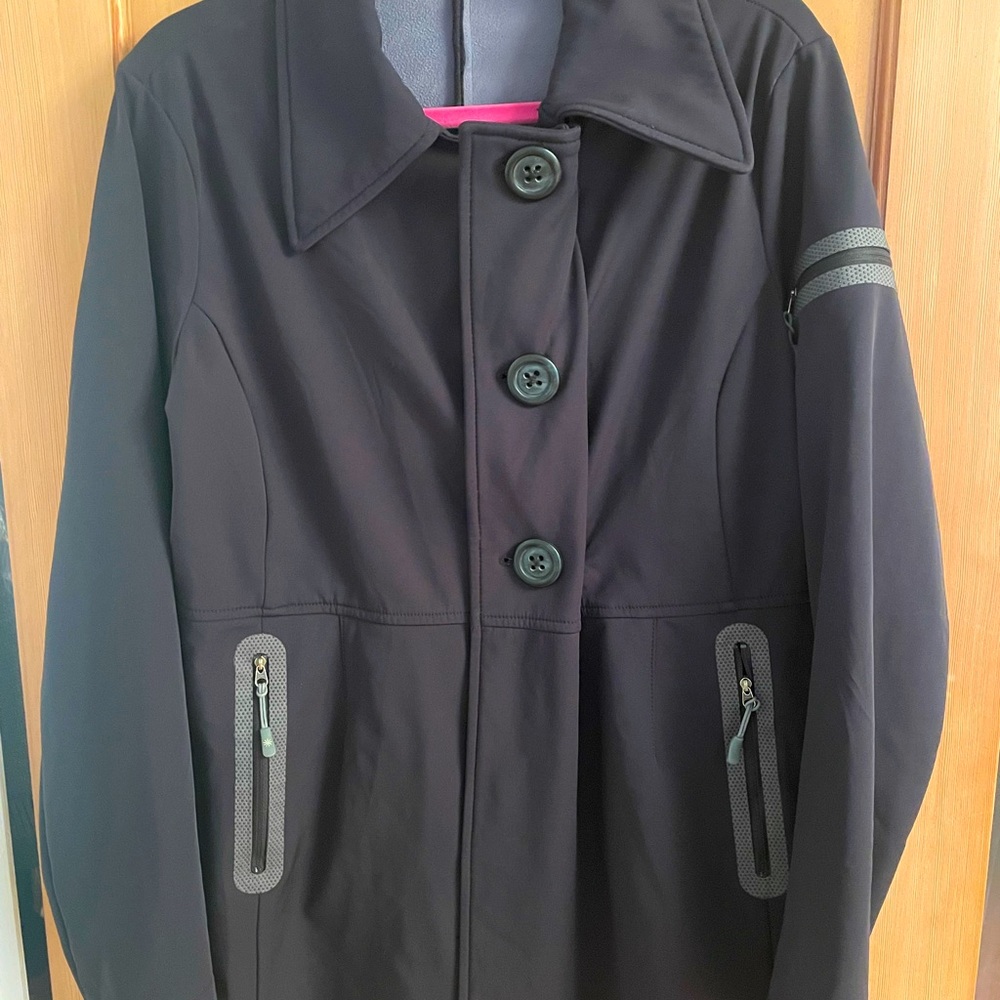 Athleta Black Scuba Raincoat, Sz. L